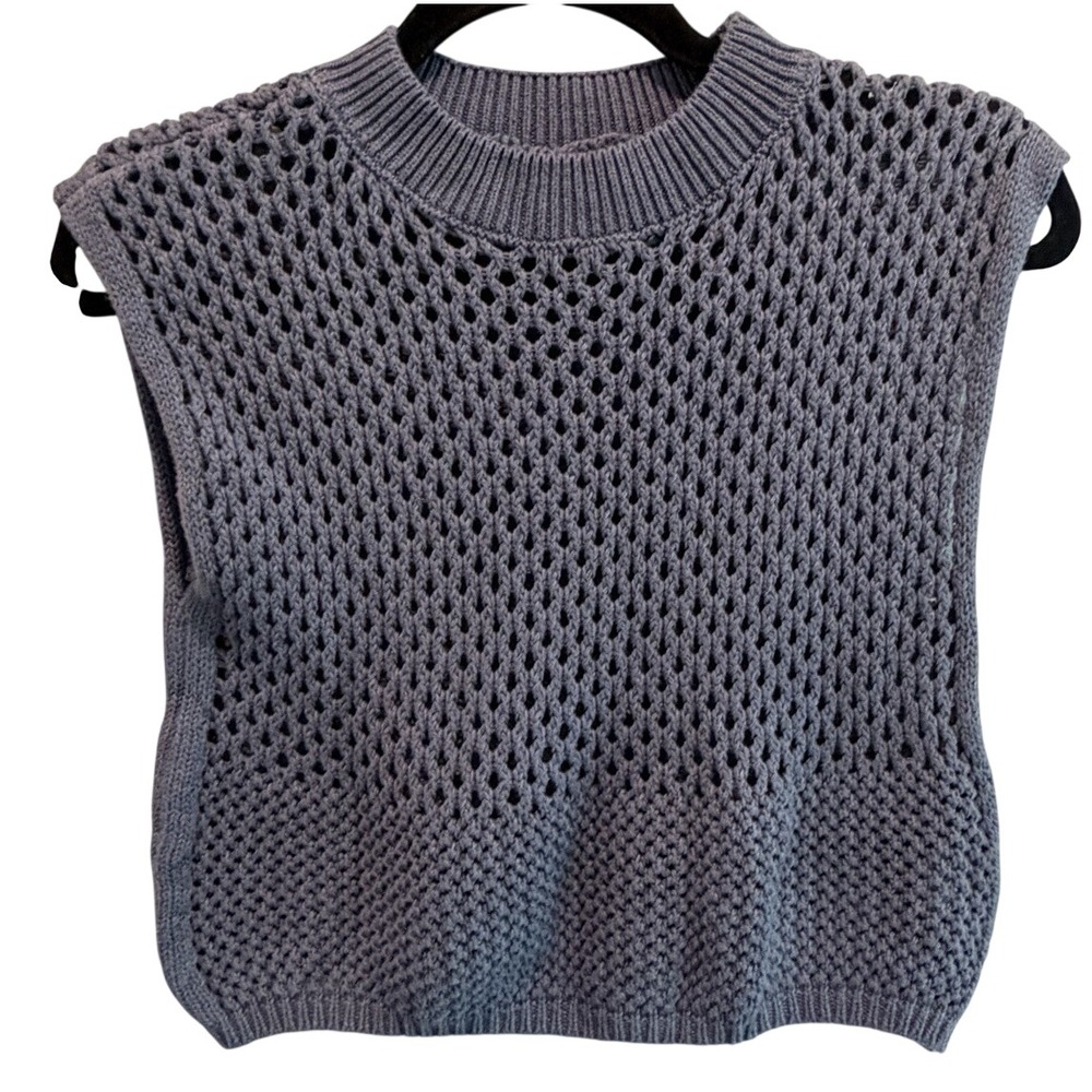 Miou Muse Crochet Knit Crop Tank Top Size Medium Beach Coastal Classic Festival